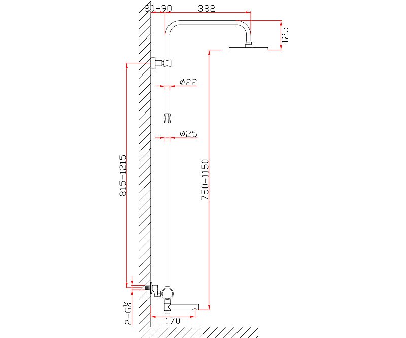 Душевая система Bronze de Luxe Avantgarde 2039RH черный/красный купить в интернет-магазине сантехники Sanbest