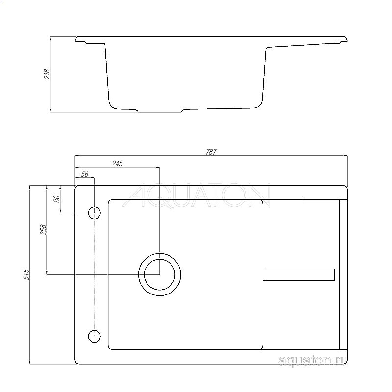 Мойка для кухни Акватон Делия 78 1A715132DE230 серый купить в интернет-магазине сантехники Sanbest
