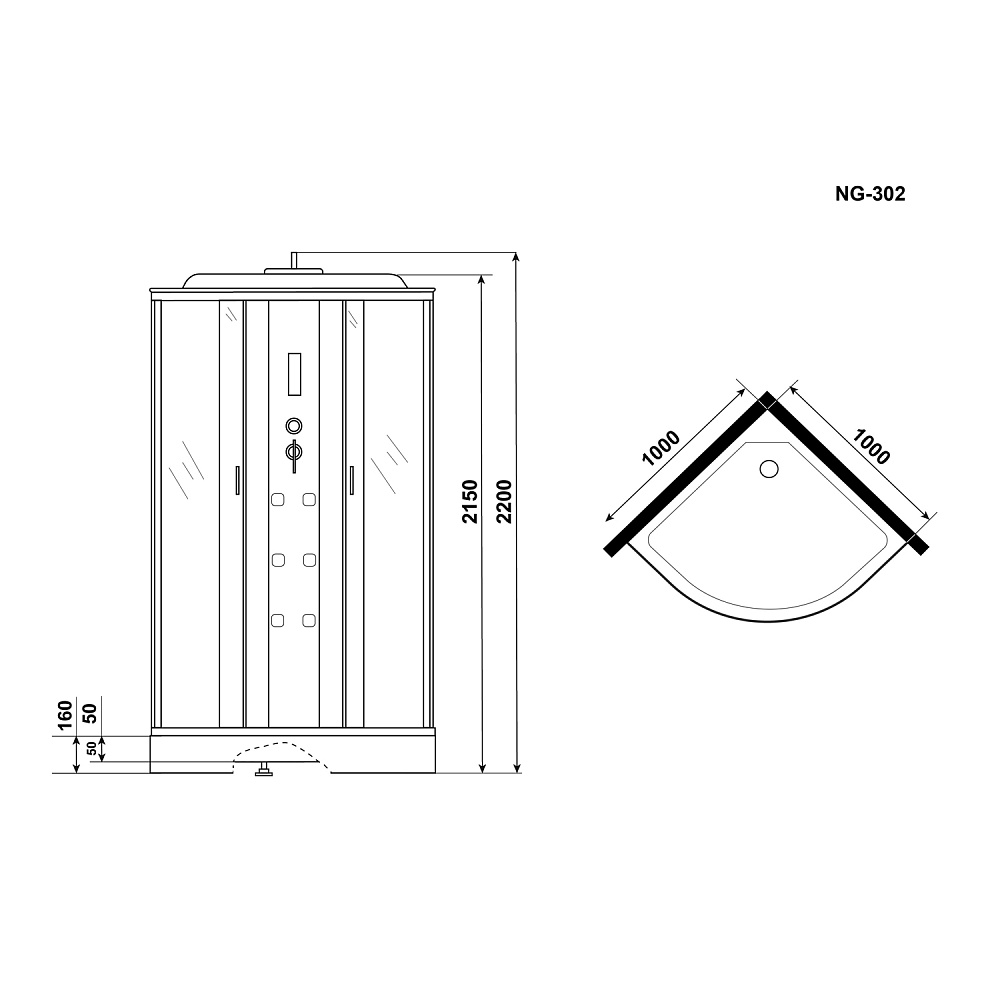 Душевая кабина Niagara Ultra NG-302-01 100х100 купить в интернет-магазине Sanbest