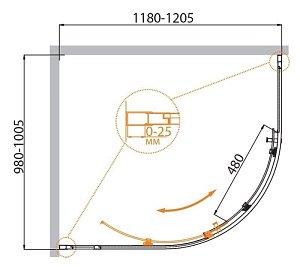 Душевой уголок Cezares MOLVENO RH-1 прозрачный 120x100 купить в интернет-магазине Sanbest