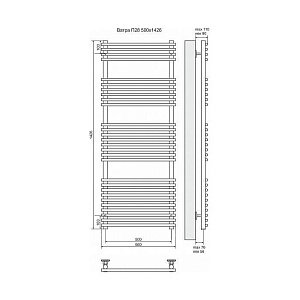 Полотенцесушитель электрический Terminus Ватра П28 500x1426 левый/правый купить в интернет-магазине сантехники Sanbest