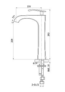 Смеситель для раковины высокий WONZON & WOGHAND TRIUMPH WW-561104-CR хром купить в интернет-магазине сантехники Sanbest