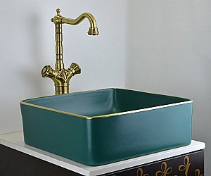 Раковина накладная Bronze de Luxe 40 1063 зеленая матовая купить в интернет-магазине Sanbest