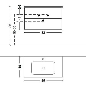 Тумба с раковиной Armadi Art Capolda 85 белая с ручкой орех для ванной в интернет-магазине Sanbest