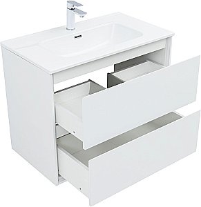 Тумба с раковиной Aquanet Милан 336369/330431 80 белый глянец для ванной в интернет-магазине Sanbest