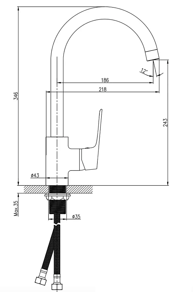 Смеситель для кухни Koller Pool Kvadro Start KS0500 хром купить в интернет-магазине сантехники Sanbest