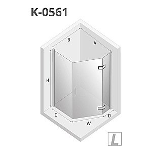 Душевой уголок NEW TRENDY NEW AZURA K-0561/K-0564 100x80 стекло прозрачное/профиль хром купить в интернет-магазине Sanbest