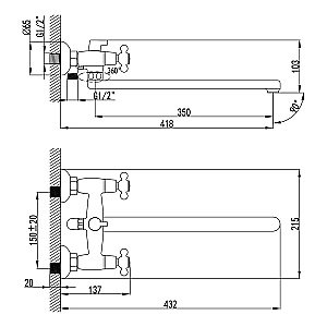 Смеситель для ванны Lemark Standard LM2112C купить в интернет-магазине сантехники Sanbest