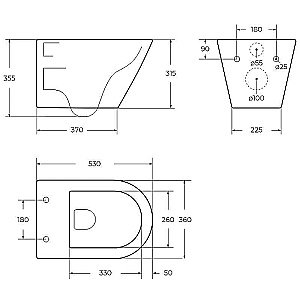 Унитаз подвесной Cezares Liner-Tor CZR-3808-53-TH-TOR/SC белый, безободковый, с крышкой микролифт, слив торнадо купить в интернет-магазине Sanbest
