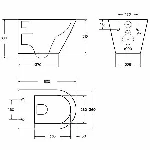 Унитаз подвесной Cezares Liner-Tor CZR-3808-53-TH-TOR/SC белый, безободковый, с крышкой микролифт, слив торнадо купить в интернет-магазине Sanbest