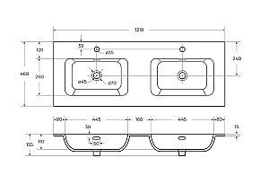 Тумба с раковиной Cezares ECO-CER-N 120 ECO-CER-N-1200-2C-SO-2-BL+CZR-8073-120-2 Bianco Lucido для ванной в интернет-магазине Sanbest