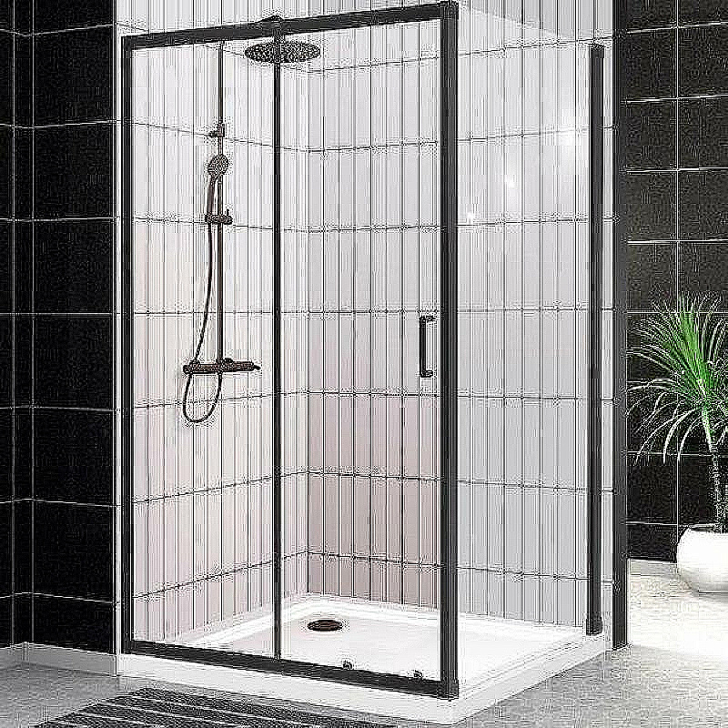 Душевой уголок BelBagno UNO-195-AH-1 140x100 стекло прозрачное/профиль черный матовый купить в интернет-магазине Sanbest