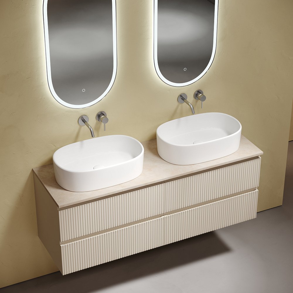 Столешница Sancos 160 TT160A2 без отверстия под смеситель, кремовая для ванной в интернет-магазине сантехники Sanbest