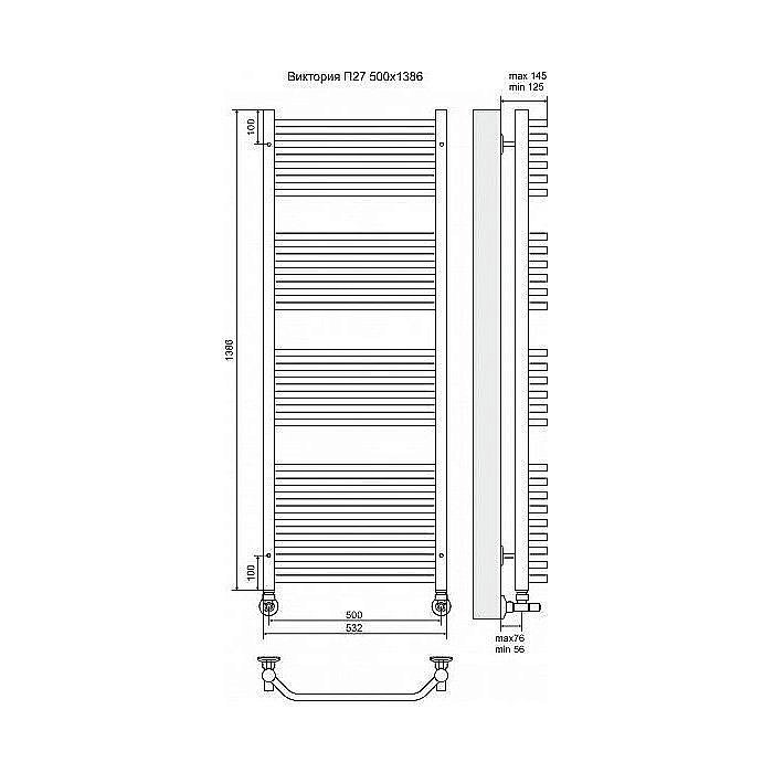 Полотенцесушитель водяной Terminus Виктория П27 500x1386 купить в интернет-магазине сантехники Sanbest