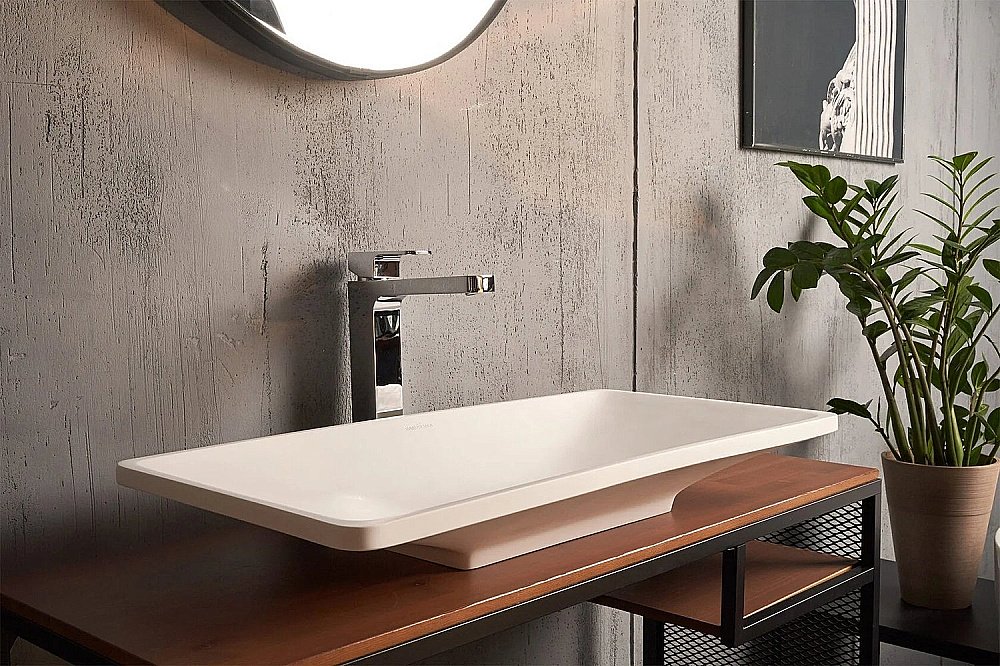 Раковина накладная Montebianco STELVIO UNO 12202 белая матовая купить в интернет-магазине Sanbest