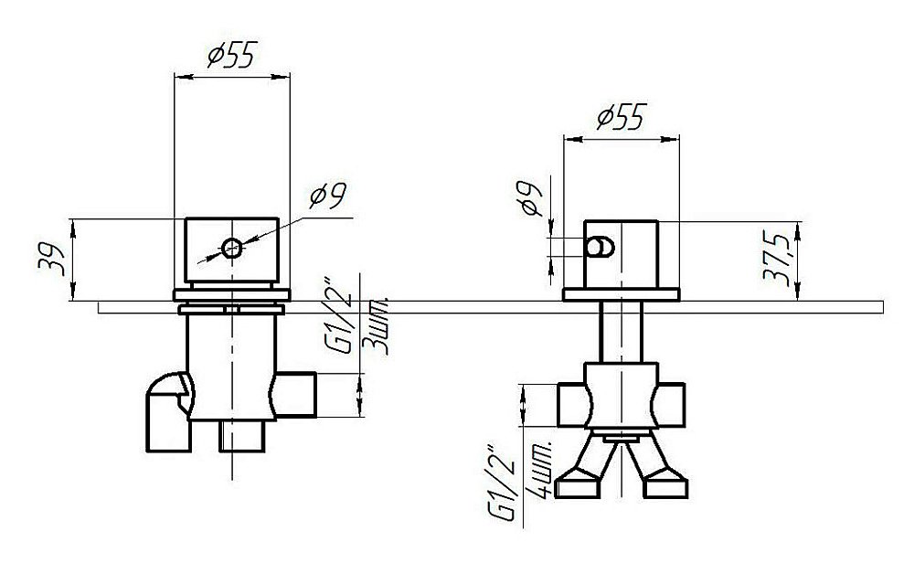 Смеситель для ванны Радомир Мини Бриз 1-27-3-0-0-608 хром купить в интернет-магазине сантехники Sanbest