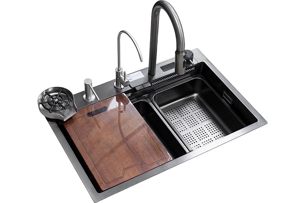 Мойка кухонная Esbano Geyserus-2 ESMKGEYS2 оружейная сталь купить в интернет-магазине сантехники Sanbest
