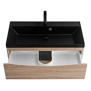 Тумба с раковиной Belbagno MARINO 80 белый дуб/черная раковина для ванной в интернет-магазине Sanbest