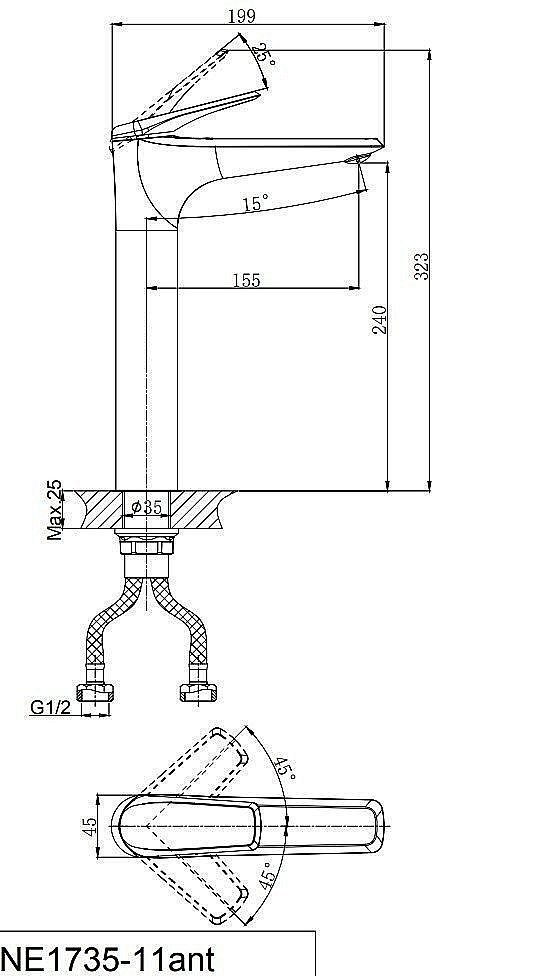Смеситель для раковины Rush Nevis NE1735-11 темно-серый купить в интернет-магазине сантехники Sanbest