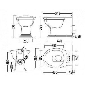 Унитаз приставной Devon&Devon Westminster IBWCWBTW белый купить в интернет-магазине Sanbest