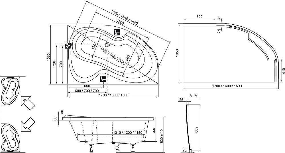 Ванна акриловая Ravak Rosa II 150х105 купить в интернет-магазине Sanbest