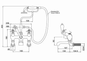 Смеситель для ванны Burlington AN21-QT хром/ручки белые купить в интернет-магазине сантехники Sanbest