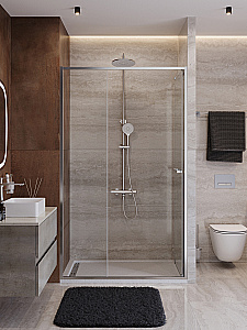 Душевая дверь Cezares LUX 130 B-FS-11-130-C-CR стекло прозрачное/профиль хром купить в интернет-магазине Sanbest