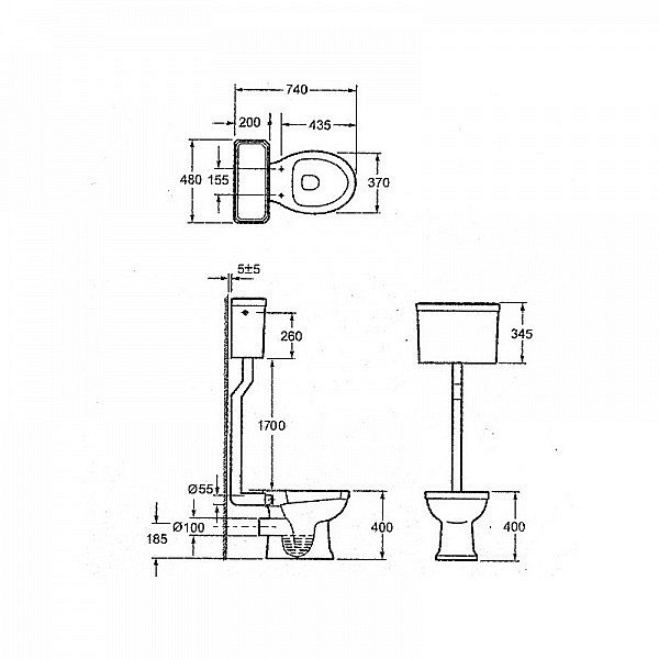 Унитаз Magliezza Retro 7010 белый/хром, с высоким бачком купить в интернет-магазине Sanbest