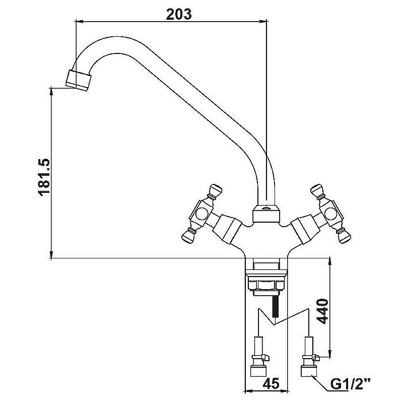 Смеситель для кухни Kaiser Carlson Style 11077 купить в интернет-магазине сантехники Sanbest