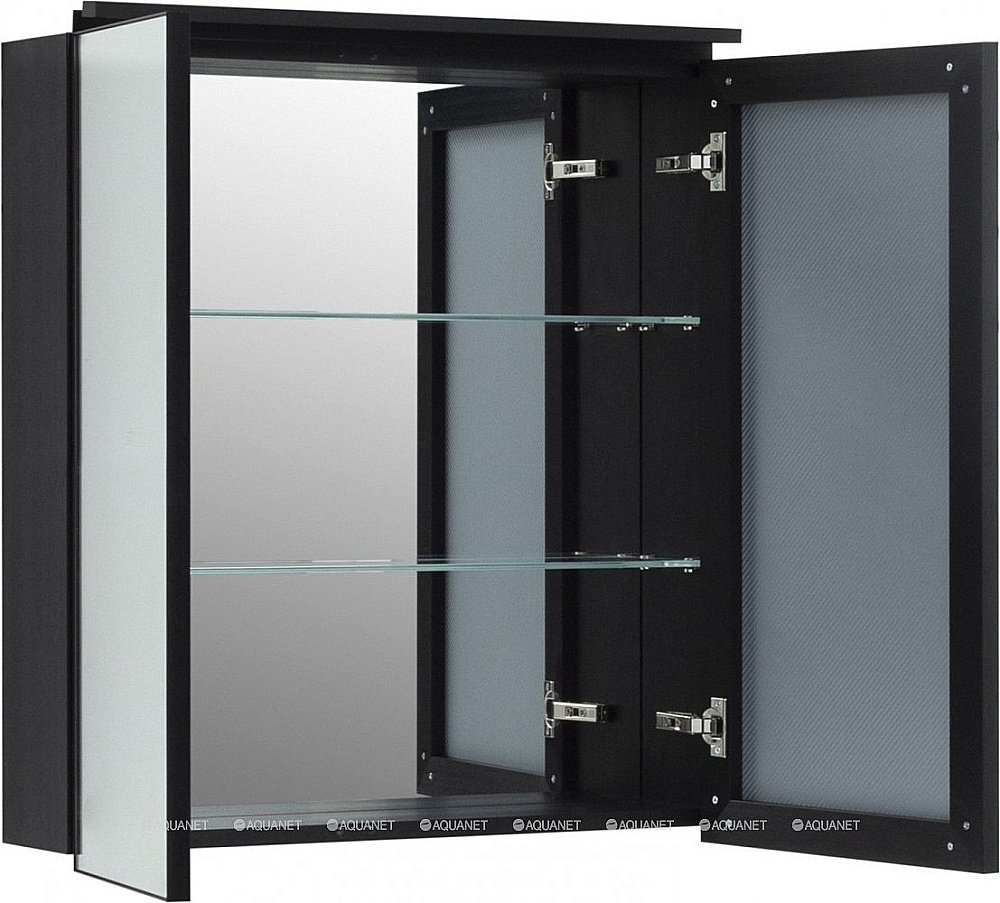Зеркальный шкаф De Aqua Алюминиум 261758 70 черный купить в интернет-магазине сантехники Sanbest