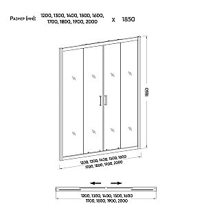 Душевая дверь Veconi Vianno VN-45 170 прозрачный купить в интернет-магазине Sanbest