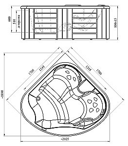 Минибассейн Радомир Корнелия Silver 1-30-0-0-0-164С 170х170 Серый мрамор купить в интернет-магазине Sanbest