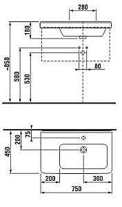 Раковина подвесная Jika CUBITO 75 см белая купить в интернет-магазине Sanbest