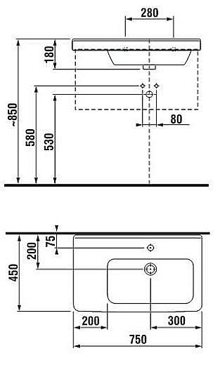 Раковина подвесная Jika CUBITO 75 см белая купить в интернет-магазине Sanbest
