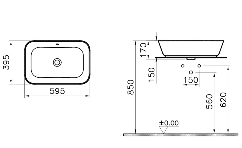 Раковина накладная Vitra Geo 60 7425B003-0012 белая купить в интернет-магазине Sanbest