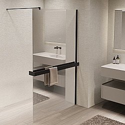 Душевое ограждение Vincea Walk-In VSW-1HR900MRB 90 черный/стекло зеркальное купить в интернет-магазине Sanbest