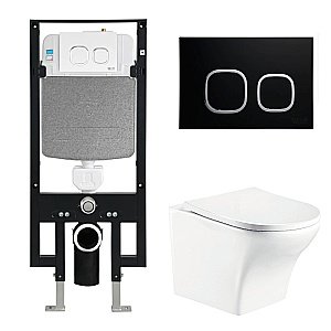 Унитаз с инсталляцией WeltWasser AMBERG 497 + ODENBACH 004 GL-WT + AMBERG RD-BL купить в интернет-магазине Sanbest