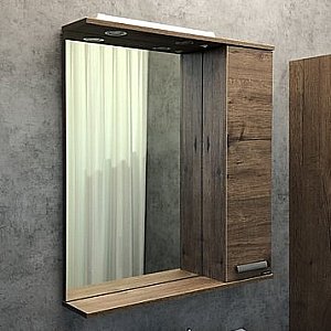 Зеркало со шкафом Comforty Марио 00-00004159 75 дуб темный в ванную от интернет-магазине сантехники Sanbest