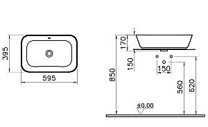 Раковина накладная Vitra Geo 60 7425B003-0012 белая купить в интернет-магазине Sanbest