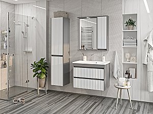 Пенал подвесной Misty Balaton 35 BAL-05035-48-2 белый/серый для ванной в интернет-магазине сантехники Sanbest