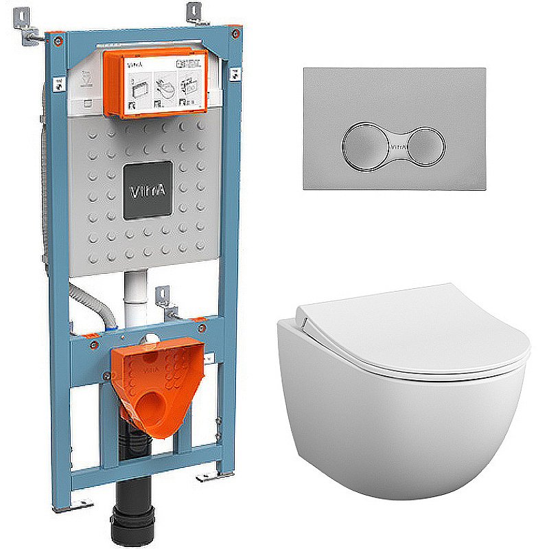 Унитаз подвесной Vitra Sento 9830B003-7207 безободковый, c инсталляцией, с крышкой микролифт купить в интернет-магазине Sanbest