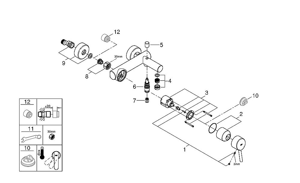 Смеситель для ванны Grohe Concetto 32211001 хром купить в интернет-магазине сантехники Sanbest