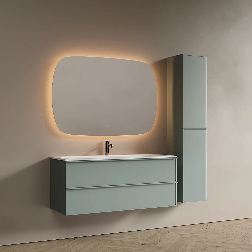 Тумба с раковиной Sancos Velta 120 VL120GG+CN7017 серо-зеленая матовая/раковина белая, с отверстием для ванной в интернет-магазине Sanbest