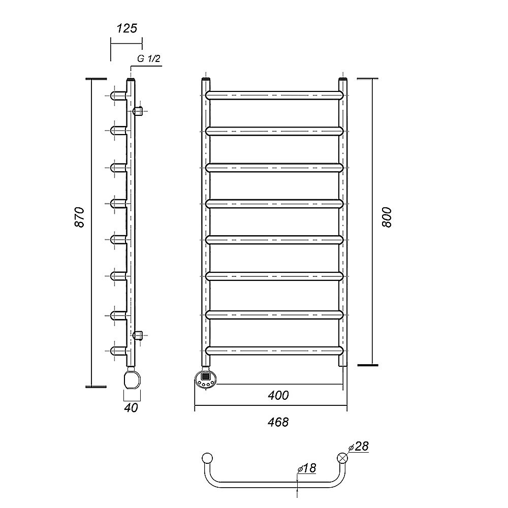 Полотенцесушитель электрический Domoterm Стефано П8 400x800 АБР E бронза купить в интернет-магазине сантехники Sanbest