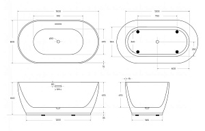 Акриловая ванна BelBagno BB413 150х80 белая купить в интернет-магазине Sanbest