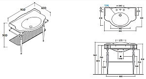 Консоль напольная с раковиной GLOBO Paestum 90 хром для ванной в интернет-магазине сантехники Sanbest