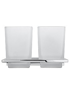 Два стакана для зубных щеток с держателем WONZON & WOGHAND ECLIPSE, Хром (WW-9128) купить в интернет-магазине сантехники Sanbest