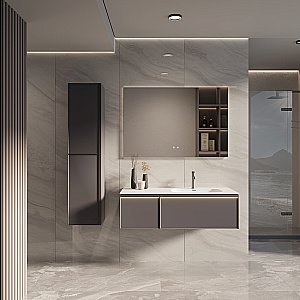 Тумба с раковиной Vincea Elise 120 VMC-4EL120MG/VCB-4EL120MW серый матовый для ванной в интернет-магазине Sanbest