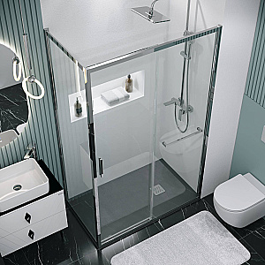 Душевой уголок Grossman Style 100х80 120.K33.05.1080.10.00 стекло прозрачное/профиль хром купить в интернет-магазине Sanbest