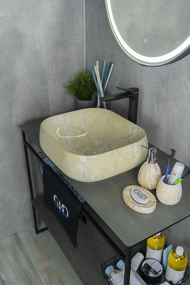 Раковина накладная Gid 45 Mnc188 54424 бежевый мрамор купить в интернет-магазине Sanbest